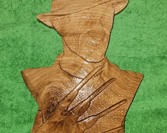 Freddy Krueger White Oak Carving: Horror Art