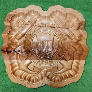 Maple Wood Carved United States Coast Guard Logo