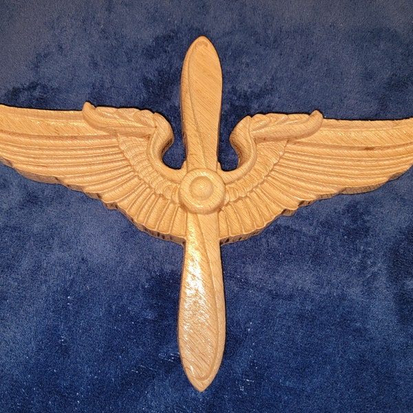 Military Badge - Wings and Propeller CNC Carved