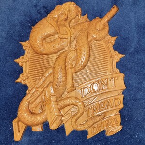 Don&#39;t Tread on Me Carved Red Oak Snake Wall Decor