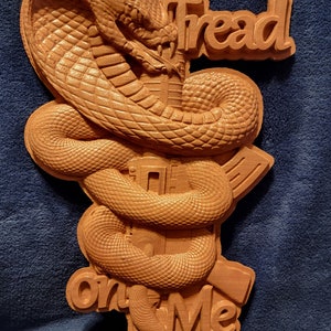 Solid Cherry &#39;Don&#39;t Tread On Me&#39; Snake Carving