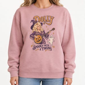 Moletom Dolly Spooky Season, Camiseta Vintage de Música Country para o Halloween, Camiseta de Gola Redonda com Estampa de Bruxa para o Outono, Presente Retrô para Fãs do Halloween
