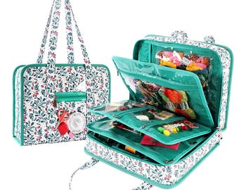 All-in-One Craft Project Bag | Knitting Tote Organizer | Crochet & Sewing Supplies Storage | Travel Crafter Tote