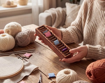 Embroidery Floss Organizer | Magnetic Thread Bobbin Case | Cross Stitch Storage Box