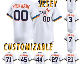 Camiseta de béisbol de Houston personalizada, camiseta con nombre y número personalizados, ropa de aficionado bordada.