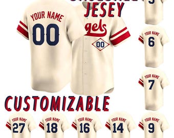 Camiseta de béisbol personalizada estilo Los Ángeles, camiseta con nombre y número personalizados, ropa cosida AII