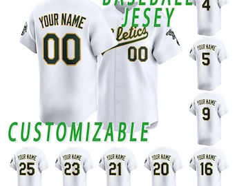 Camiseta de béisbol estilo Oakland personalizada, camiseta con nombre y número personalizados, ropa cosida AII