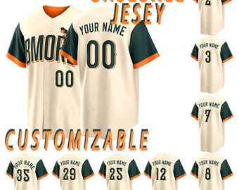 Camiseta de béisbol personalizada de Baltimore, camiseta con nombre y número personalizados, camiseta con costuras AII, talla para hombre.