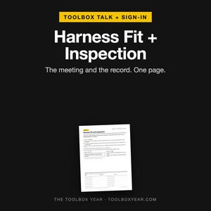 Harness Fit and Inspection Safety Talk | Sign-In Sheet (PDF)