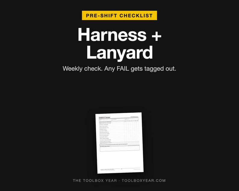 Harness and Lanyard Inspection Checklist | Weekly Fall Protection PPE Form (Printable PDF) image 1