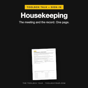 Housekeeping Safety Toolbox Talk with Sign-In Sheet (PDF)