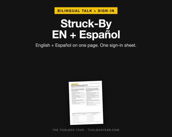 Bilingual Struck By Toolbox Talk English Spanish | Charla de Seguridad | Swing Radius Safety Meeting PDF with Sign In Sheet