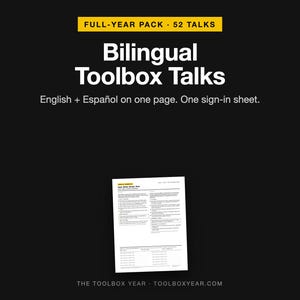 Bilingual Toolbox Talks English Spanish | 52 Construction Safety Meeting Topics (PDF)