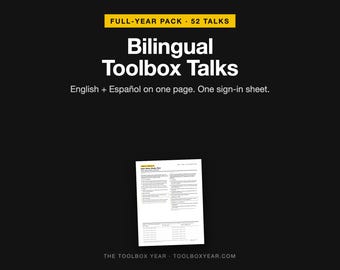 Bilingual Toolbox Talks English Spanish | 52 Construction Safety Meeting Topics (PDF)