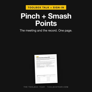 Construction Safety Toolbox Talk: Pinch Point Meeting (Digital Download)