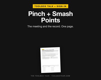Construction Safety Toolbox Talk: Pinch Point Meeting (Digital Download)
