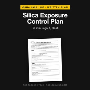 Silica Exposure Control Plan Template | OSHA 1926.1153 Written Plan for Construction | Fillable Contractor Compliance PDF with Table 1 image 1