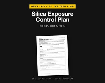 Silica Exposure Control Plan Template | OSHA 1926.1153 Written Plan for Construction | Fillable Contractor Compliance PDF with Table 1