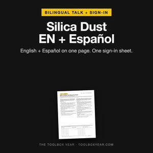 Bilingual Silica Toolbox Talk English Spanish | Charla de Seguridad Silice | Safety Meeting PDF with Sign In Sheet | Hoja de Asistencia