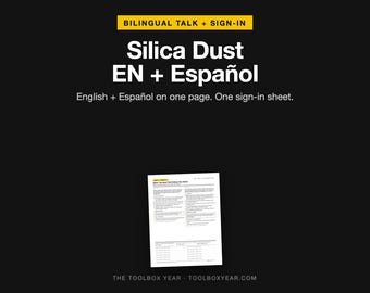 Bilingual Silica Toolbox Talk English Spanish | Charla de Seguridad Silice | Safety Meeting PDF with Sign In Sheet | Hoja de Asistencia