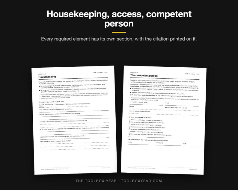 Silica Exposure Control Plan Template | OSHA 1926.1153 Written Plan for Construction | Fillable Contractor Compliance PDF with Table 1 image 3