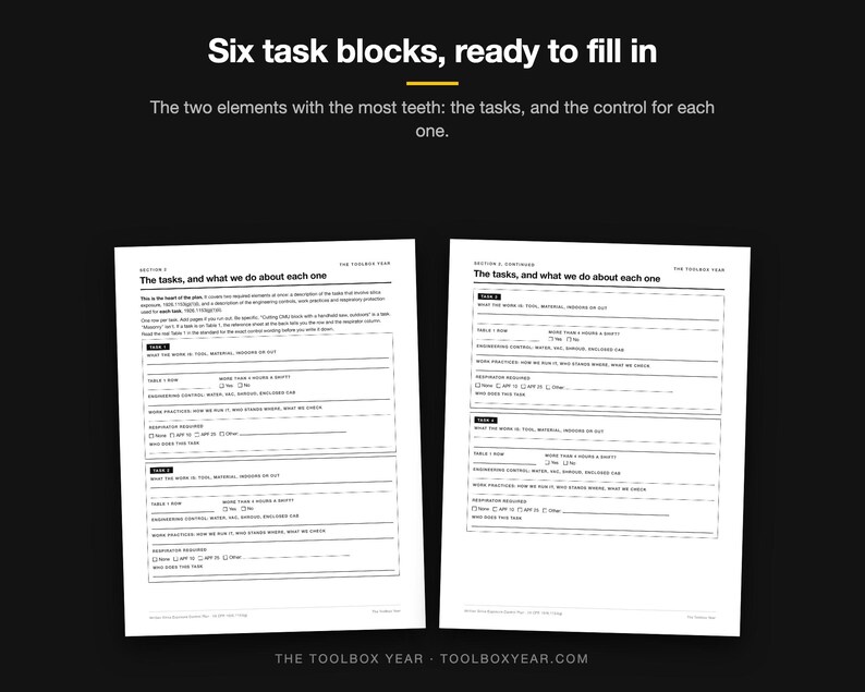 Silica Exposure Control Plan Template | OSHA 1926.1153 Written Plan for Construction | Fillable Contractor Compliance PDF with Table 1 image 2