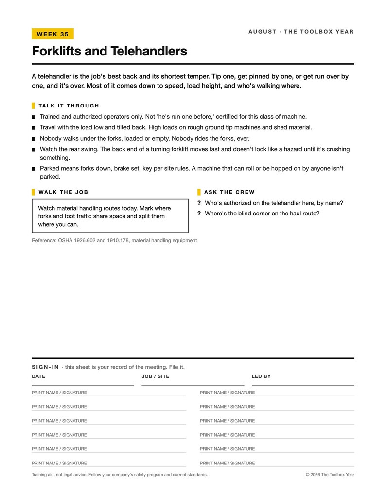 Forklift Safety Talk with Sign-In Sheet (PDF) image 3