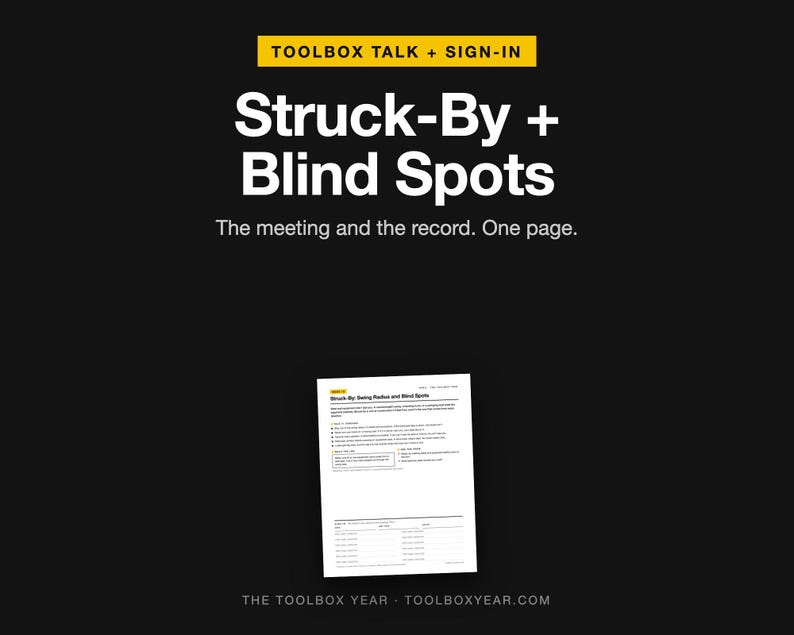 Struck-By Safety Talk: Swing Radius Blind Spots, Sign-In Sheet (PDF) image 1