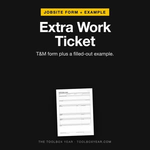 Extra Work Ticket Template | Time Material T&M Form (PDF)