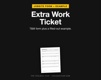 Extra Work Ticket Template | Time Material T&M Form (PDF)