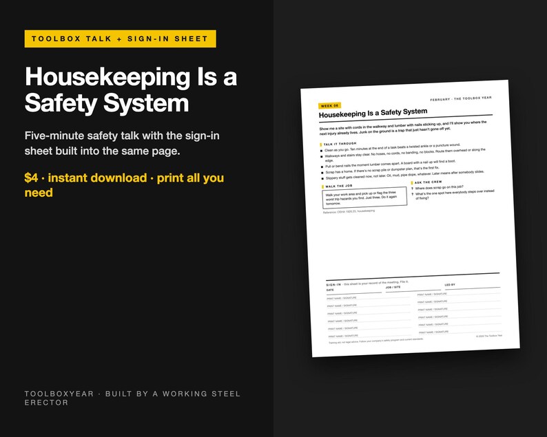Housekeeping Safety Toolbox Talk with Sign-In Sheet (PDF) image 2