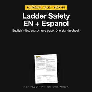 Bilingual Ladder Safety Toolbox Talk English Spanish | Charla de Seguridad Escaleras | Safety Meeting PDF with Sign In Sheet