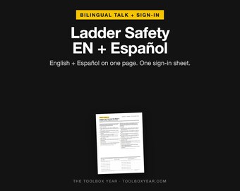 Bilingual Ladder Safety Toolbox Talk English Spanish | Charla de Seguridad Escaleras | Safety Meeting PDF with Sign In Sheet