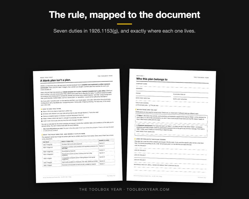 Silica Exposure Control Plan Template | OSHA 1926.1153 Written Plan for Construction | Fillable Contractor Compliance PDF with Table 1 image 5