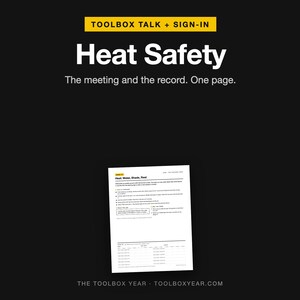 Heat Safety Toolbox Talk with Sign-In Sheet (Printable PDF)