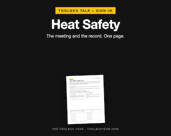 Heat Safety Toolbox Talk with Sign-In Sheet (Printable PDF)
