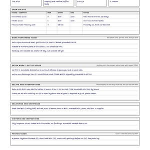 Contractor Jobsite Daily Log, Extra Work Ticket, Delay Notice (PDF) image 3