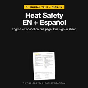 Bilingual Heat Safety Toolbox Talk English Spanish | Charla de Seguridad Calor | Safety Meeting PDF with Sign In Sheet | Hoja de Asistencia