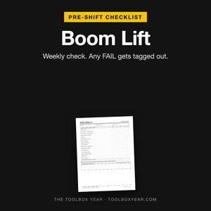 Aerial Boom Lift Inspection Checklist | Weekly Pre-Shift Safety Form (PDF Download)