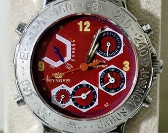 Rare Vintage Pryngeps Jamaica Sound Minute Repeater Watch Red Dial, Free Shipping Gift Box & 1 Year Warranty, Rare Quartz Perpetual Calendar