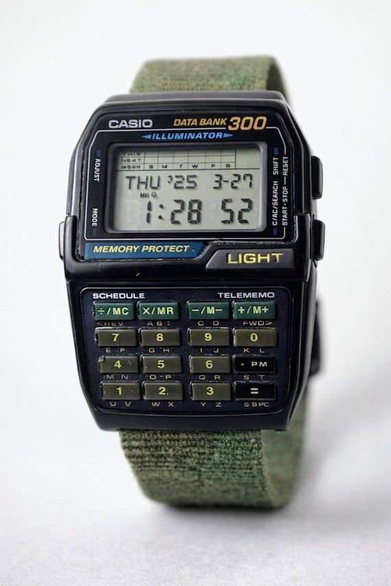 Rare Vintage Casio Data Bank DBC-300 Illuminator Watch, Calculator