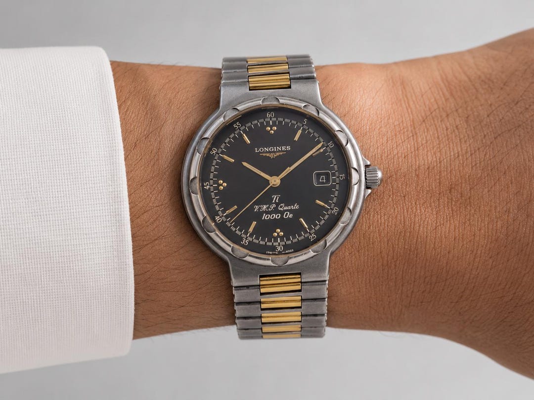 Rare Vintage Longines Conquest Titanium VHP 1000 Oe Quartz Watch