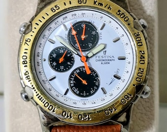Rare Vintage Watch Festina Chronograph Alarm Watch 6454 | Free Shipping, Gift Box & 1 Year Warranty | Rare Quartz Men's Sports Watch Gift