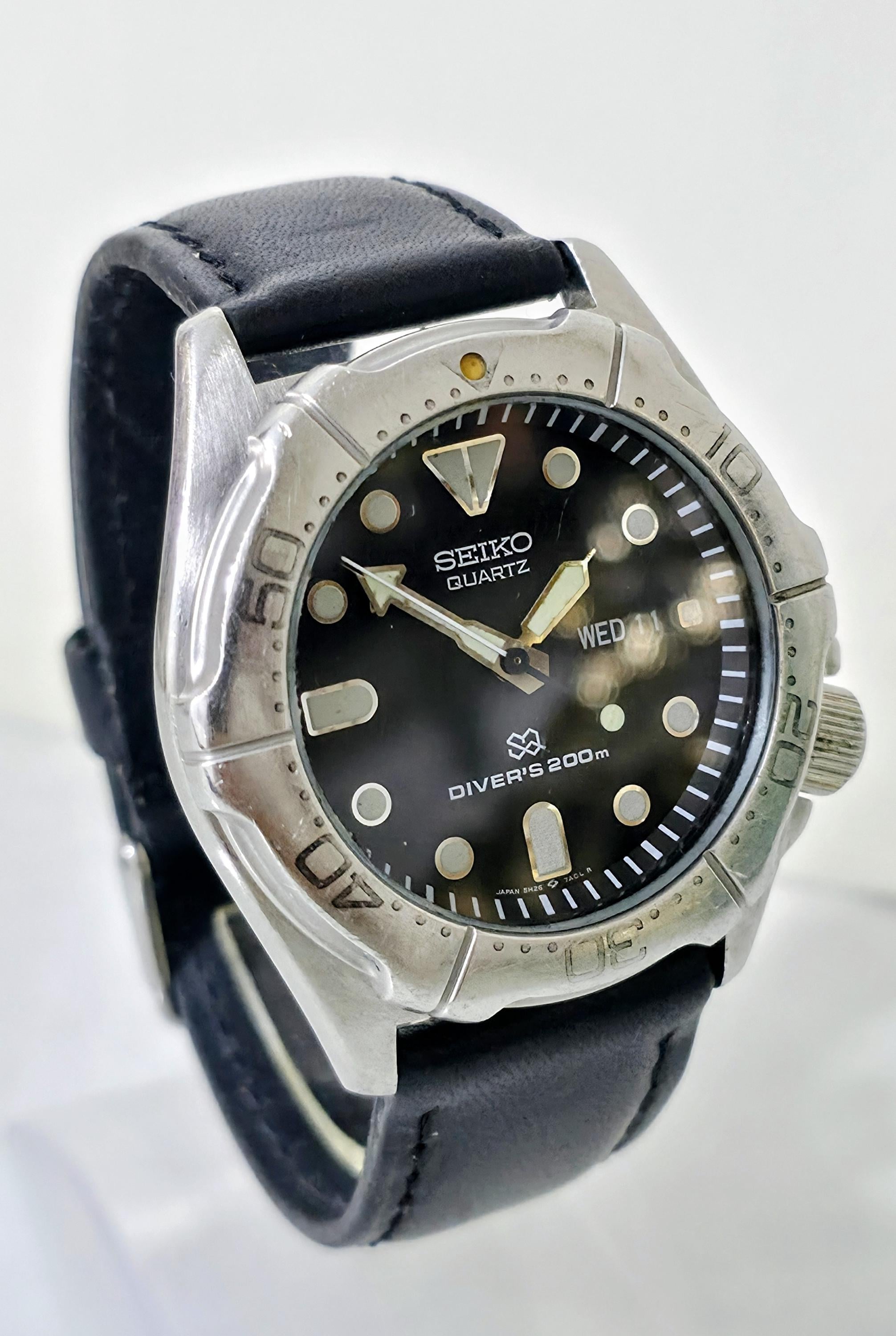 Vintage Seiko 5H26-7A00 Quartz Diver's 200m Watch - 1989 Rare