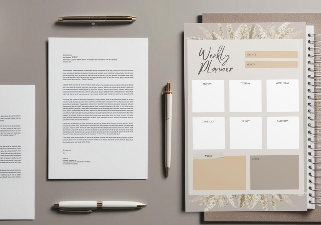 X2 Neutral Weekly Planner Printable | Minimalist Beige Design (A4 & US ...