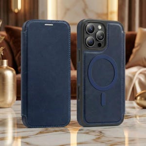 Magnetic Leather Wallet Phone Case with Flip Cover & Card Holder, Luxury Shockproof Case for iPhone 17, 16, 15, 14, 13, 12, 11 Pro Max