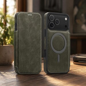 Magnetic Leather Wallet Phone Case with Flip Cover & Card Holder, Luxury Shockproof Case for iPhone 17, 16, 15, 14, 13, 12, 11 Pro Max