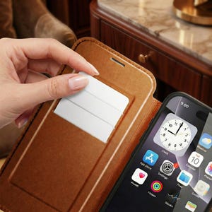 Magnetic Leather Wallet Phone Case with Flip Cover & Card Holder, Luxury Shockproof Case for iPhone 17, 16, 15, 14, 13, 12, 11 Pro Max