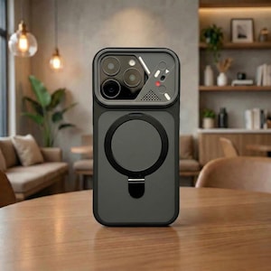 Luxe mat MagSafe iPhone-hoesje, zacht frame schokbestendig gepantserde hoes met standaard voor 17 16 15 14 13 12 Pro Max