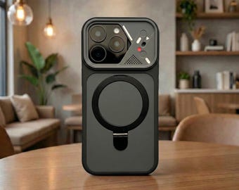 Luxus Matt MagSafe iPhone Hülle, Weicher Rahmen Stoßfest Rüstung Cover mit Ständer für 17 16 15 14 13 12 Pro Max